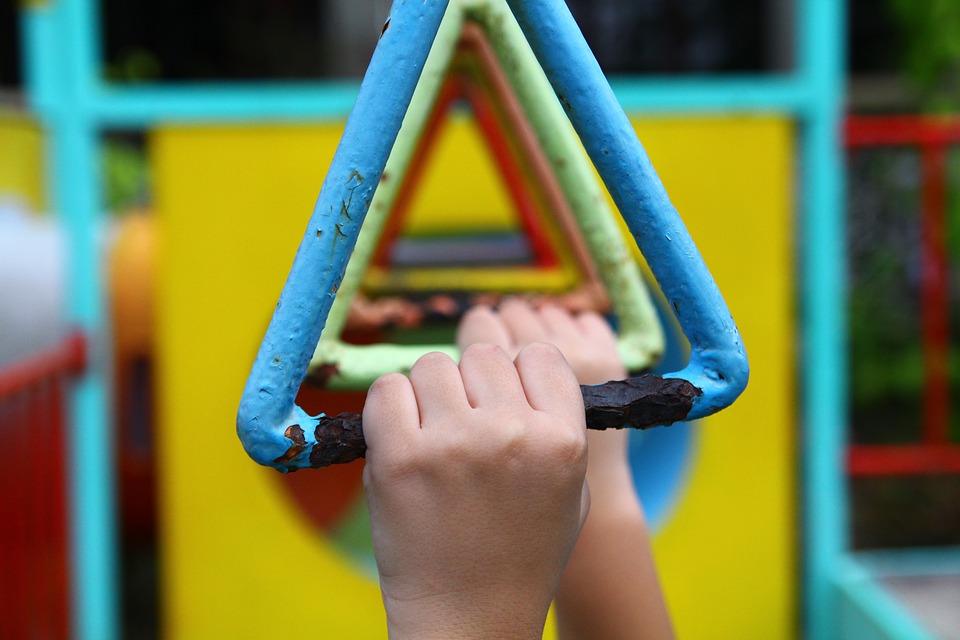 Child playing on the monkey bars