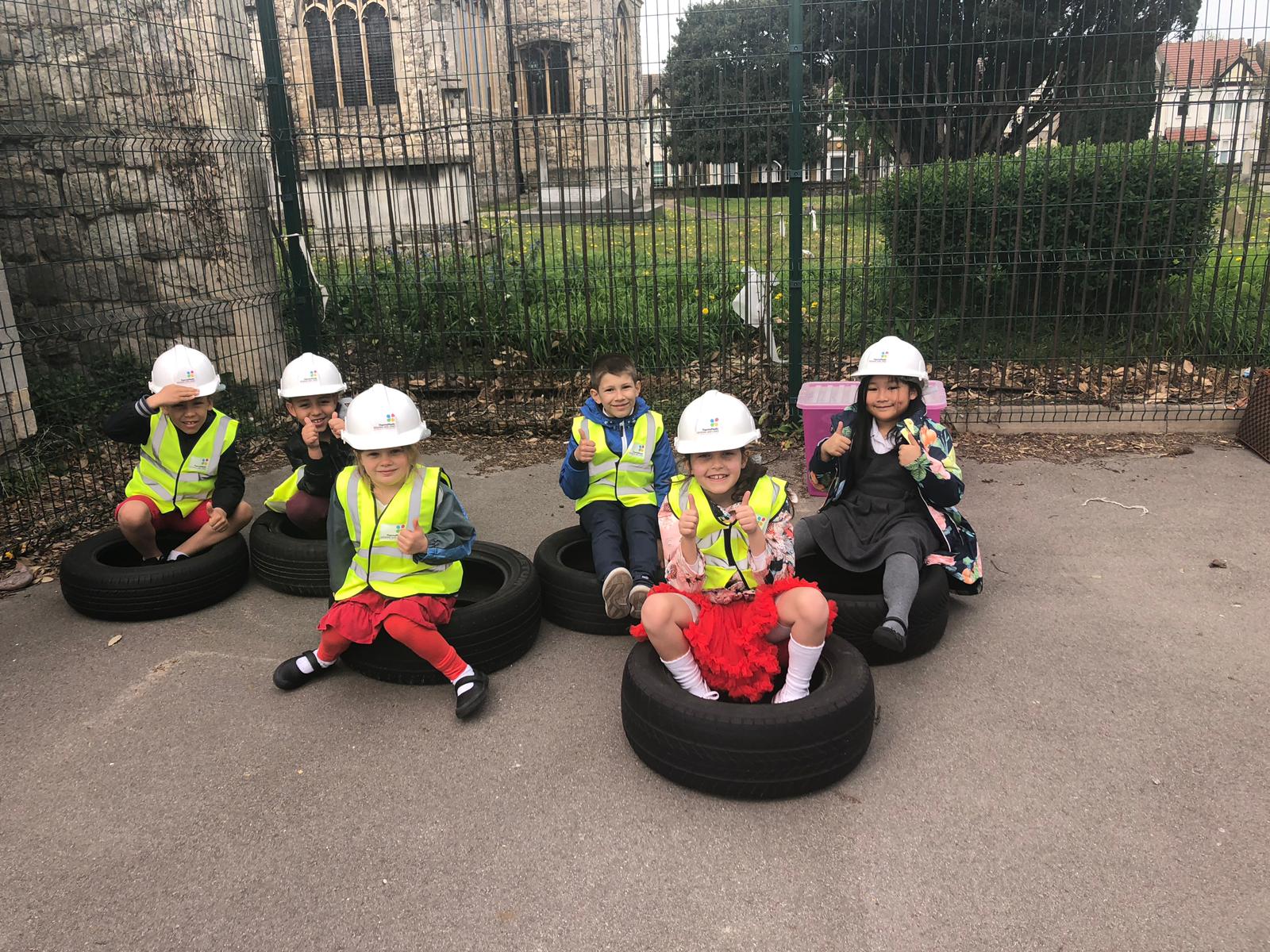 Children partaking in the installation process