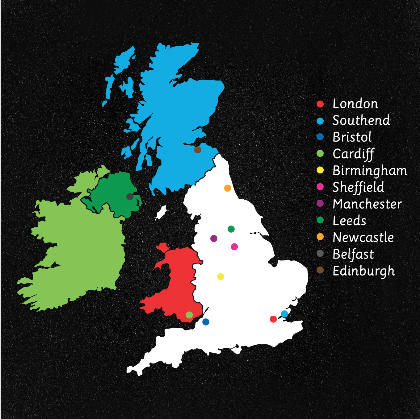 British Isles with 11 Cities