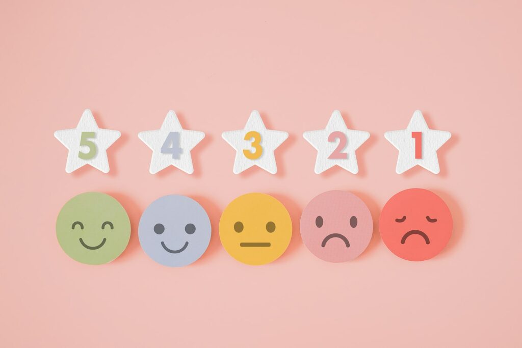 children's toys with a range of emotions from frowning to smiling